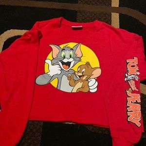 Tom and Jerry red cropped sweater